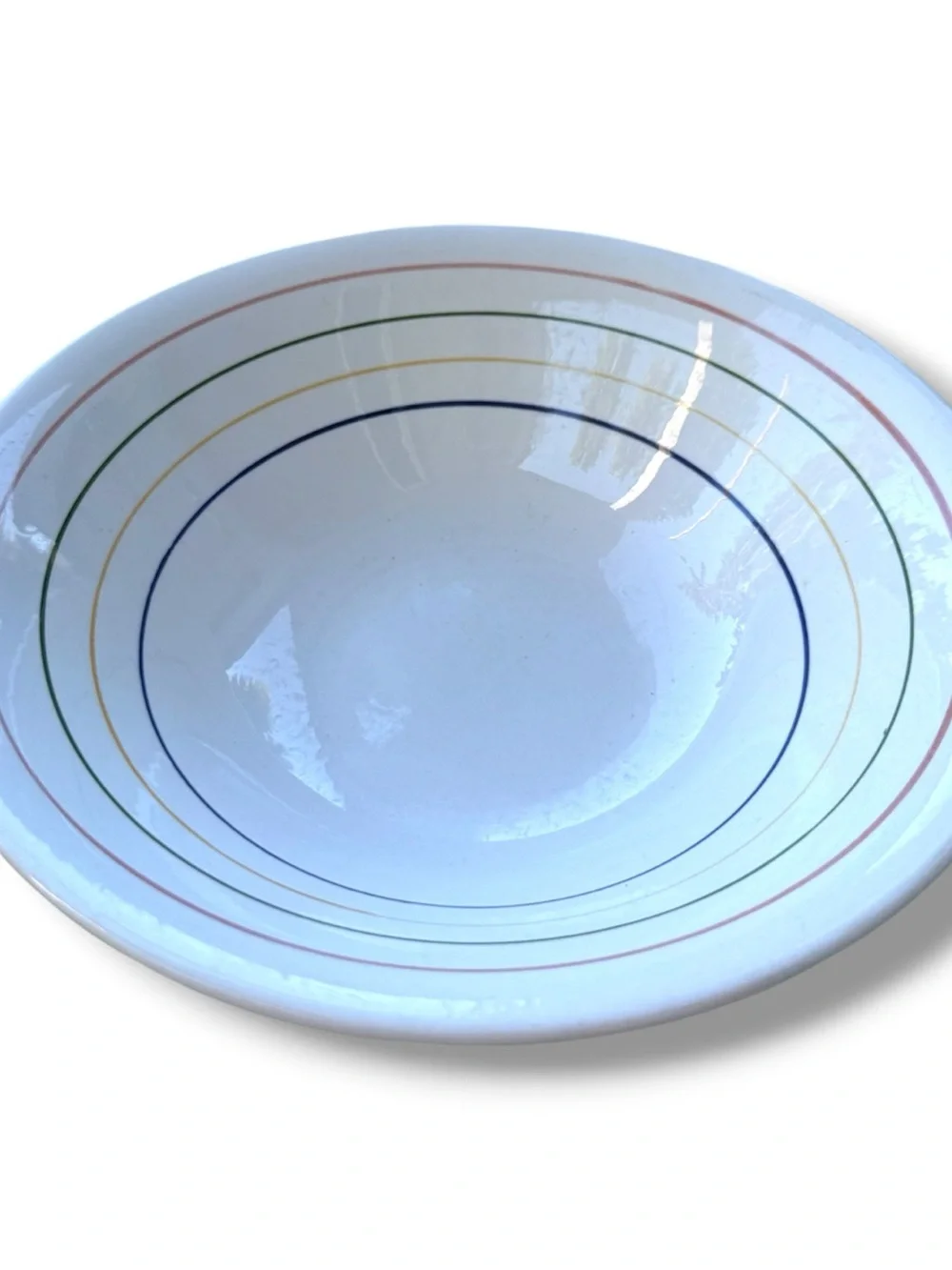 Sunnycraft Rainbow Bowl Stripe White Genuine Ironstone Hand Painted Oven Proof